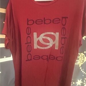 Bebe Burgundy Tee with Silver Graphic